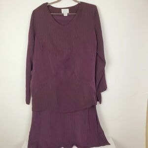 Vintage CDC Caren Desiree 2 Pc Stripe Outfit Maxi Skirt & Top Purple Sz 14